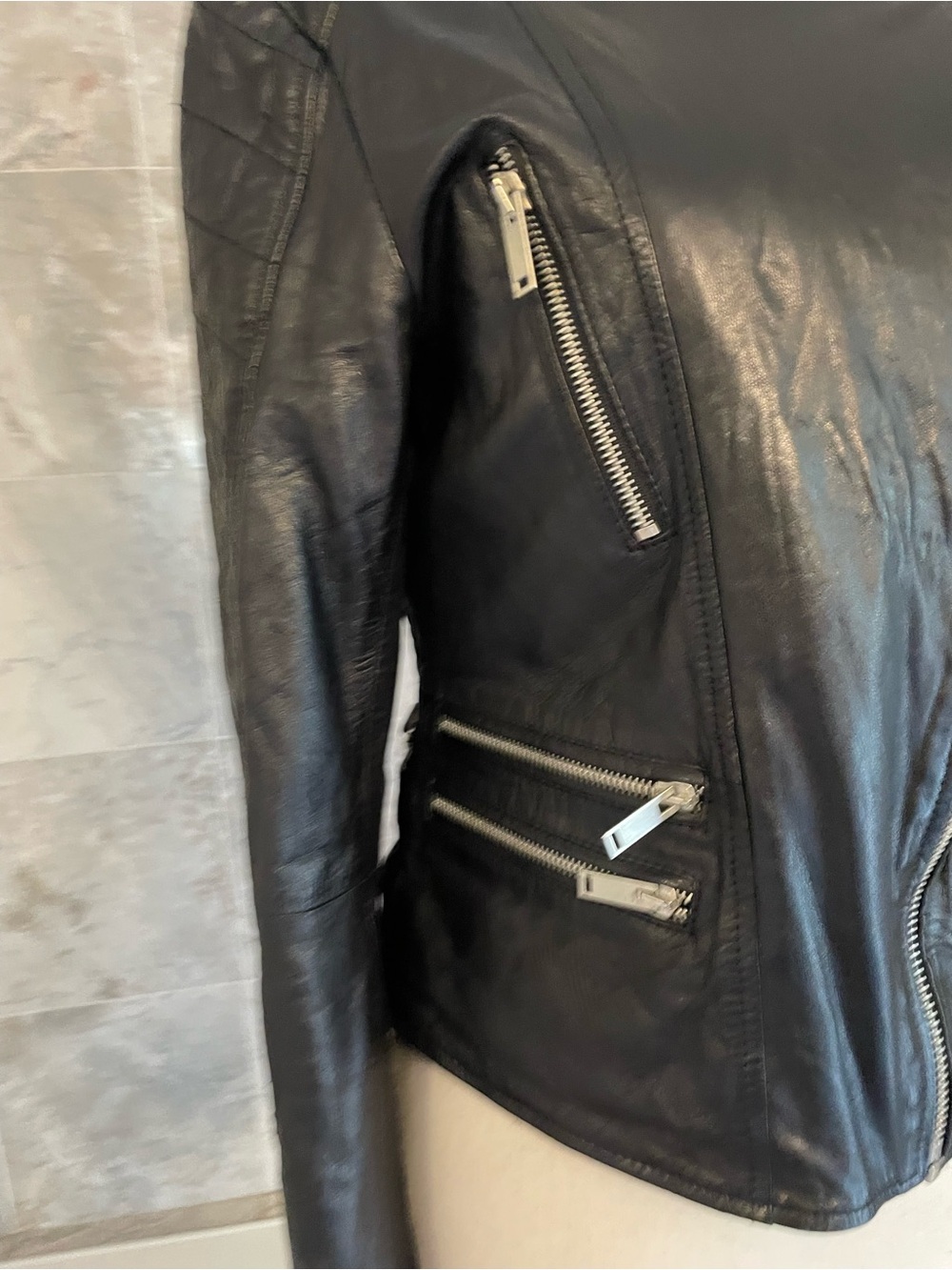 ZARA Woman Faux Leather Biker Moto Jacker - Picture 3 of 12